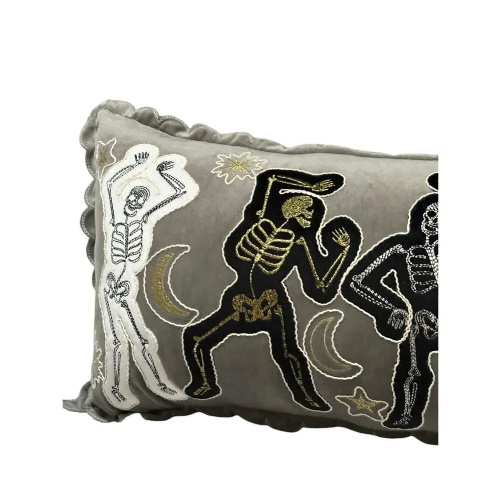 Haunted Little Home NWOT Halloween Dancing Skeletons Long Cushion Throw Pillow